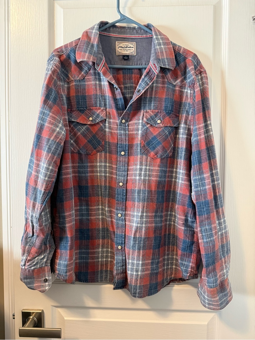 Flag & Anthem Men's Red and Blue Plaid Button-Down Shirt